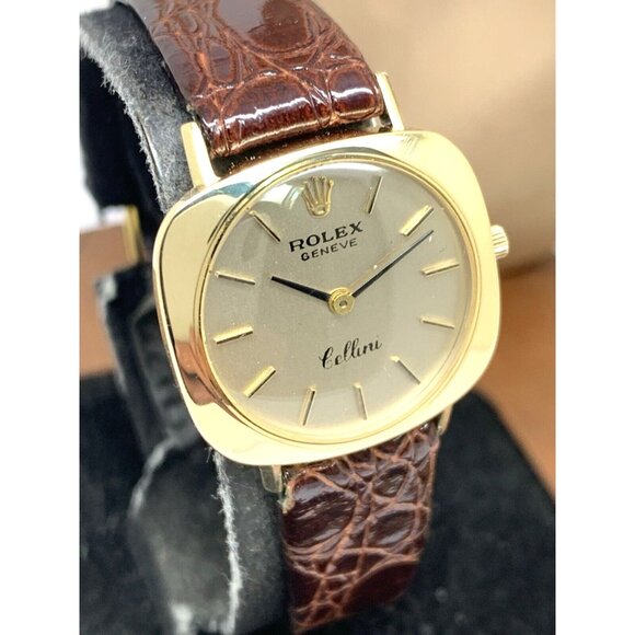 Rolex Accessories - Rolex Cellini Women's Watch Vintage Swiss Mechanical 14k Gold Case 24mm Leather